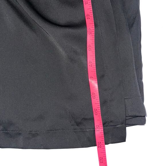 NWT Entro Black Satin Short Sleeve Collared Wrap Midi Dress Size Large - Picture 13 of 13